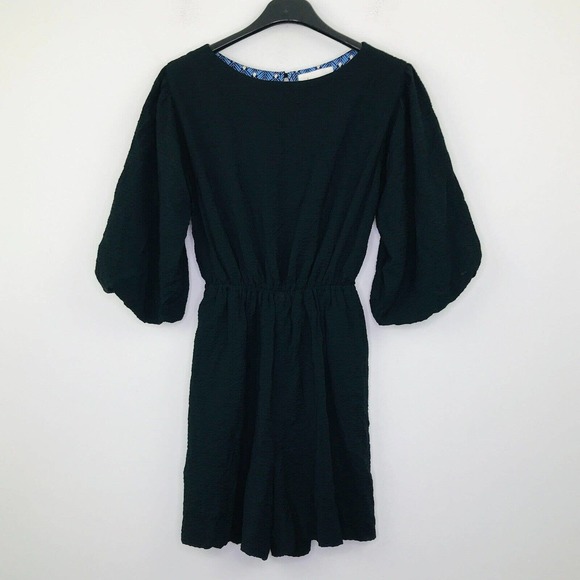 Anthropologie Pants - Anthropologie Women's XS Romper Black Solid Blouson Balloon Half Sleeve BU5